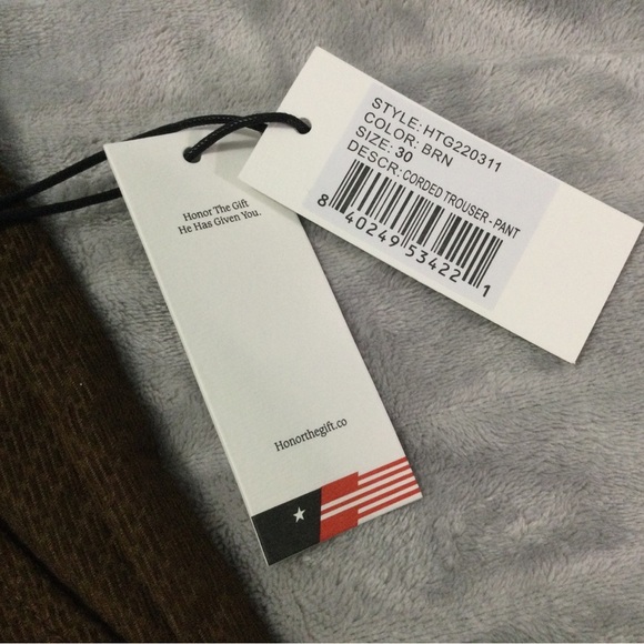 Honor the Gift Men’s Brown Corded Trouser Pant Size 30 - Picture 4 of 9